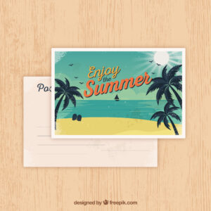 Summer Beach Framed Postcard